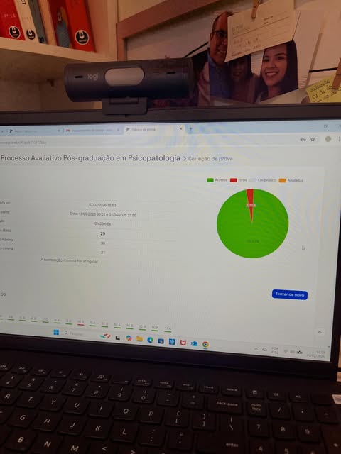Publicação de Larissa sobre sua formação em Psicopatologia